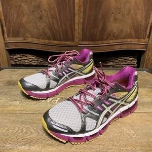ASICS Women's Gray, Pink & Yellow Running Sneakers
